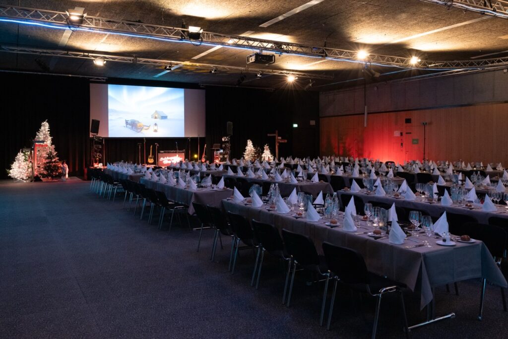The hall set for dinner at the Festive Evening